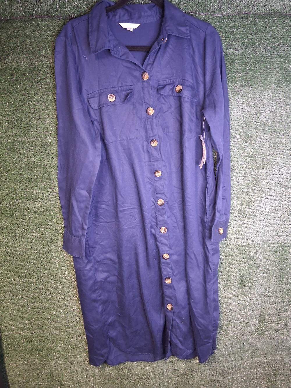 Time and Tru Navy Button-Up Shirt